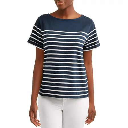 Time and Tru - Time and Tru Women's Short Sleeve Boatneck T-shirt - Walmart.com | Walmart (US)