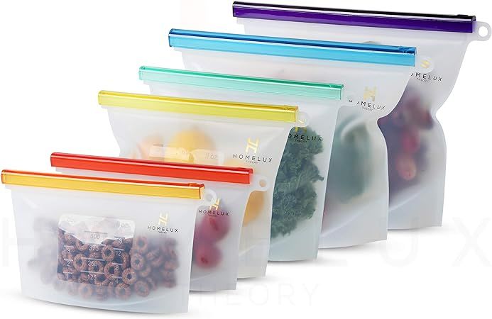 Amazon.com - Homelux Theory Reusable Silicone Food Storage Bags | LEAKPROOF, AIRTIGHT | 100% Food... | Amazon (US)