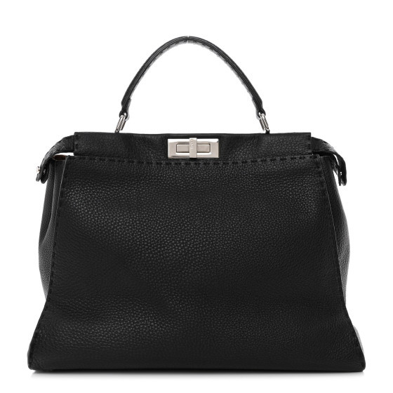 Cuoio Romano Selleria Bi-Color Large Peekaboo Iconic Satchel Black Mou | FASHIONPHILE (US)