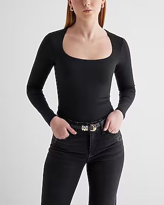 Body Contour High Compression Scoop Neck Long Sleeve Bodysuit | Express