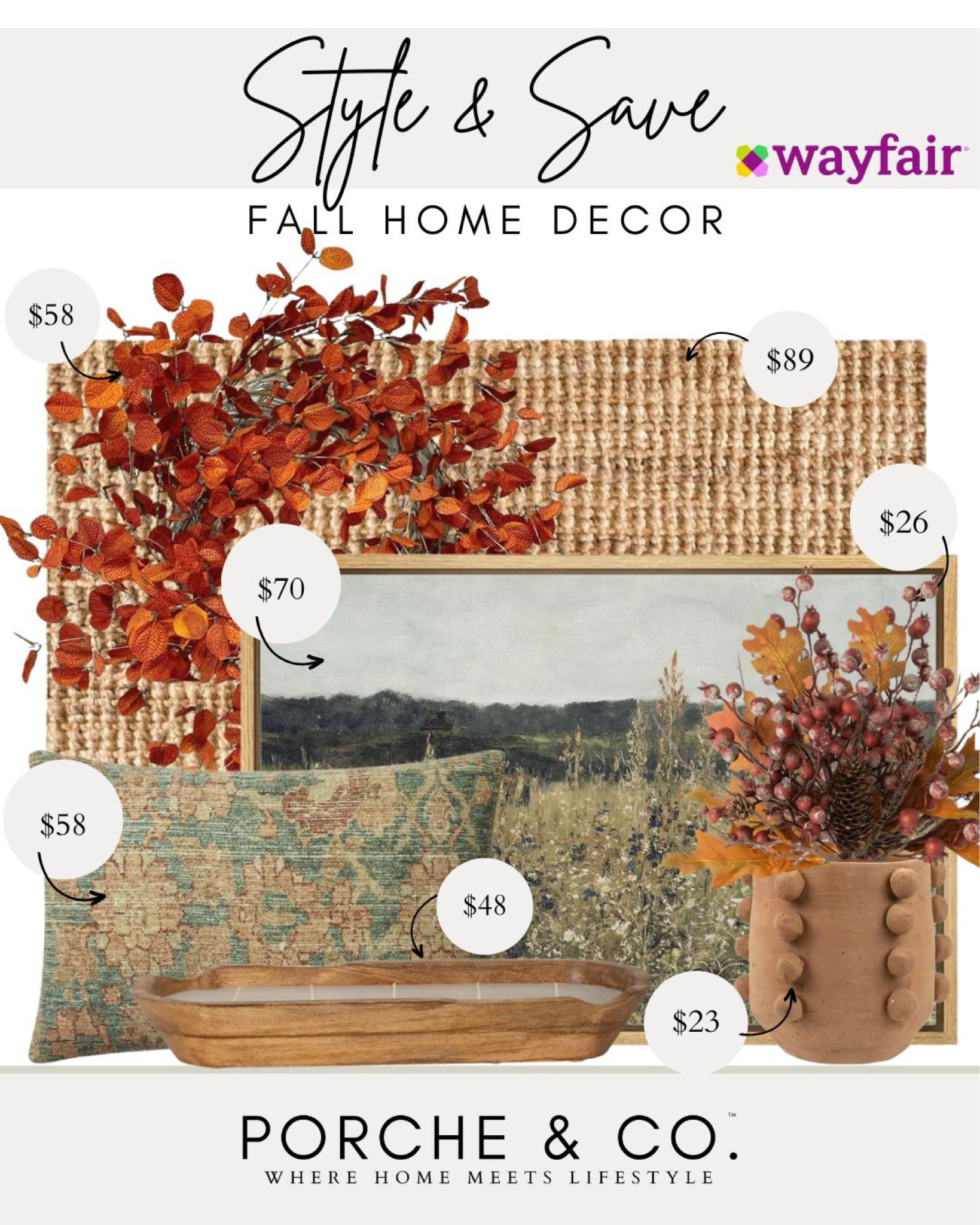 Wayfair fall home decor, wayfair fall, fall decor, fall styling, style & save 
#visionboard #moodboard #porcheandco

#LTKHome #LTKStyleTip #LTKSeasonal