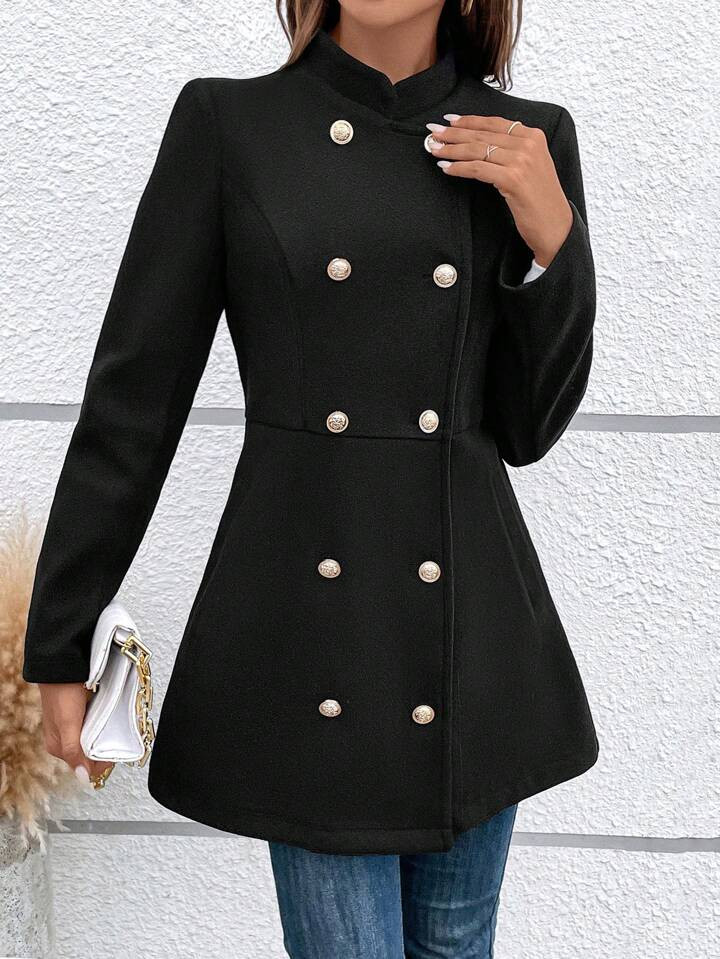 SHEIN LUNE Double Breasted Overcoat | SHEIN