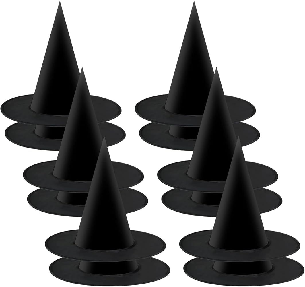 WONGYEE 12 Pcs Adult Women Black Witch Hat Halloween Costume Cosplay Wicked Witch Accessory for P... | Amazon (US)