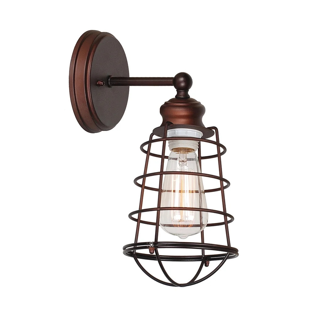 Design House 519710 Ajax Industrial Modern 1-Light Indoor Wall Sconce with Metal Wire Cage for Ba... | Walmart (US)