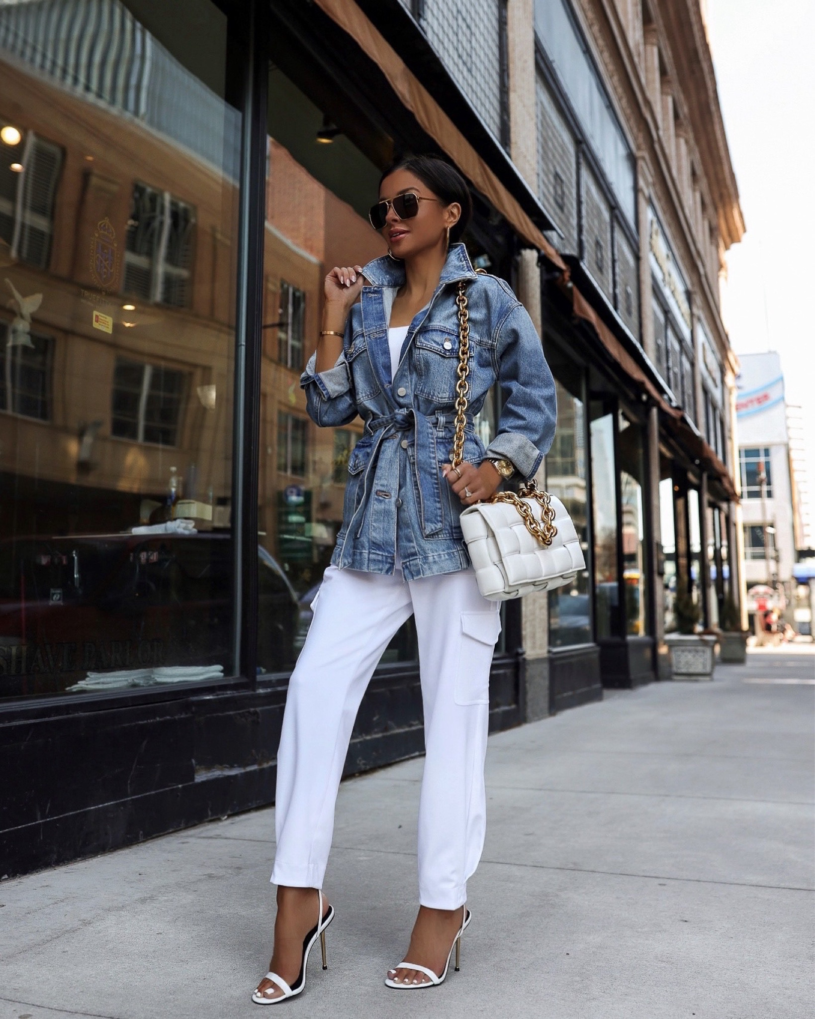 Spring transitional outfit
Express denim jacket
Express tube top
Express cargo pants
Bottega veneta chain cassette bag

#LTKsalealert #LTKfindsunder100 #LTKSeasonal