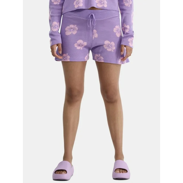 No Boundaries Intarsia Knit Shorts Coverup, 2.5'' Inseam, Women's | Walmart (US)