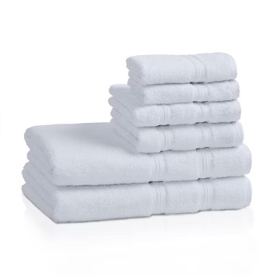 Smart Dry Zero Twist 100% Cotton Medium Weight Solid Border 6 Piece Assorted Bathroom Towel Set b... | Target