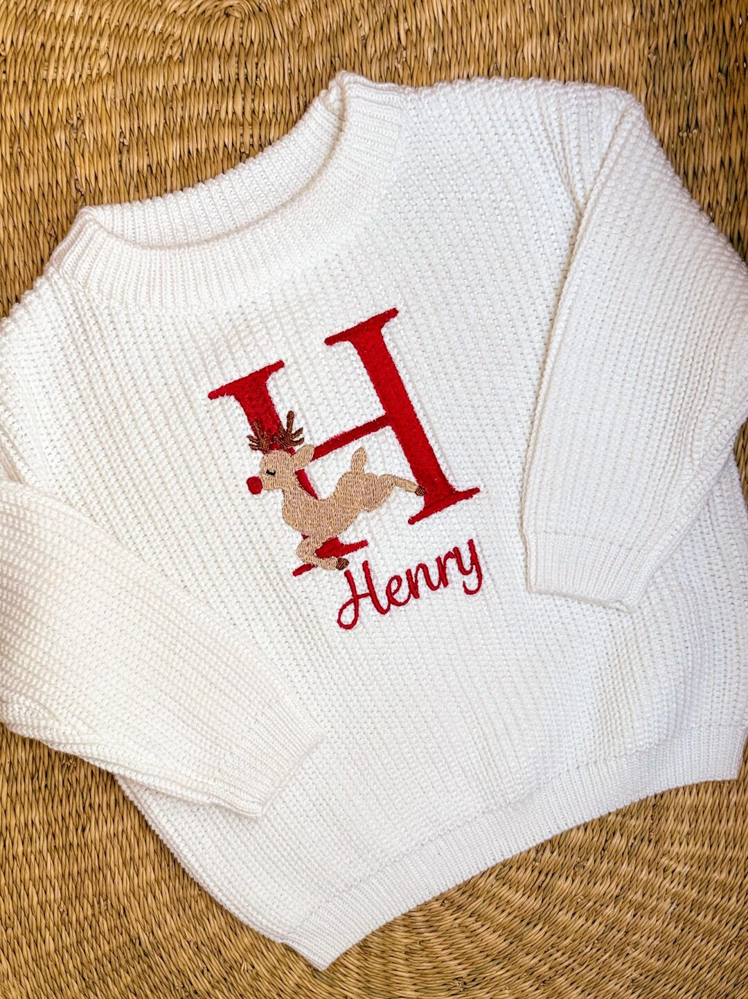 Baby/Toddler Personalized Christmas Sweater - Rudolf Sweater With Name - Custom Christmas Sweater... | Etsy (US)