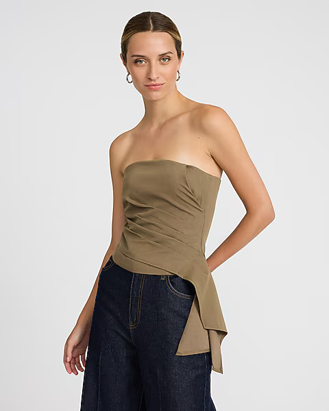 Strapless Ruched Tailored Tube Top | Express
