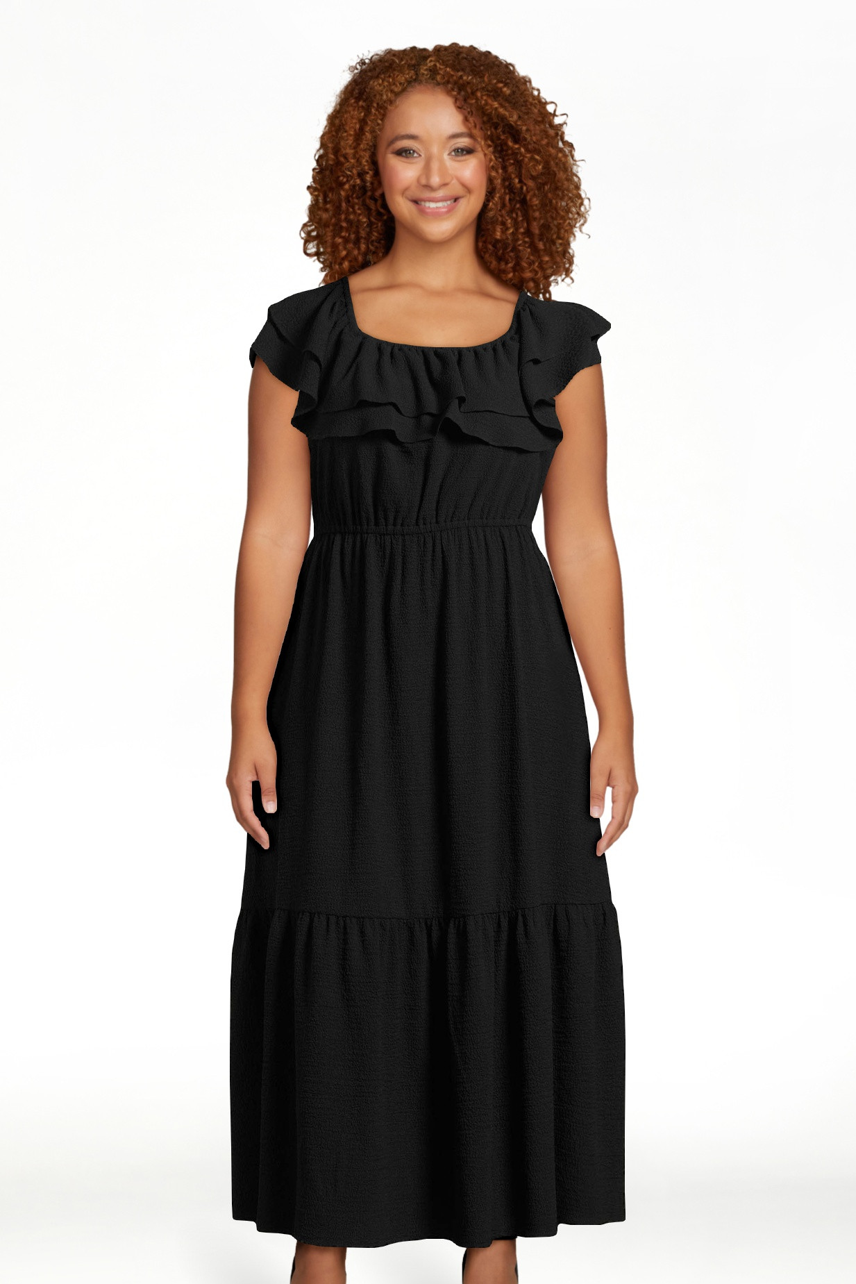 Sofia by Sofia Vergara Women's Ruffle Off Shoulder Maxi Dress, Above Ankle Length, Sizes XS-XXXL | Walmart (US)