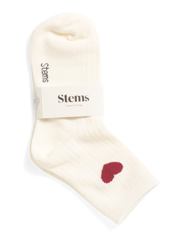 Heart Ribbed Crew Socks for Women | Cotton/Elastane | Marshalls