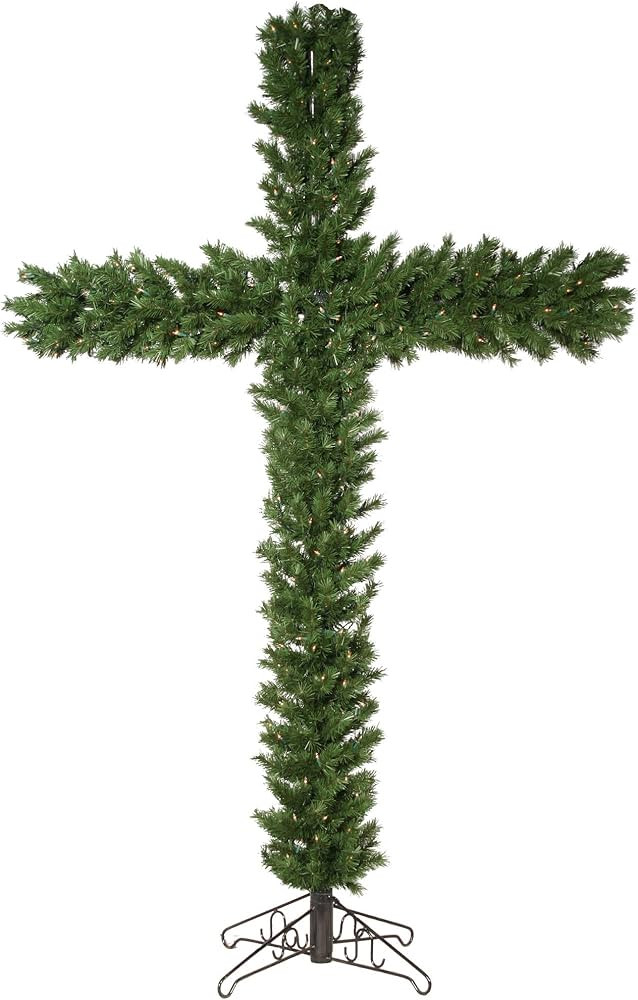 Vickerman 7.5' Artificial Christmas Cross, Warm White Dura-lit LED Lights - Faux Cross Shaped Chr... | Amazon (US)