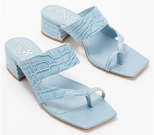 Vince Camuto Leather Block Heel Sandals - Sasienda | QVC