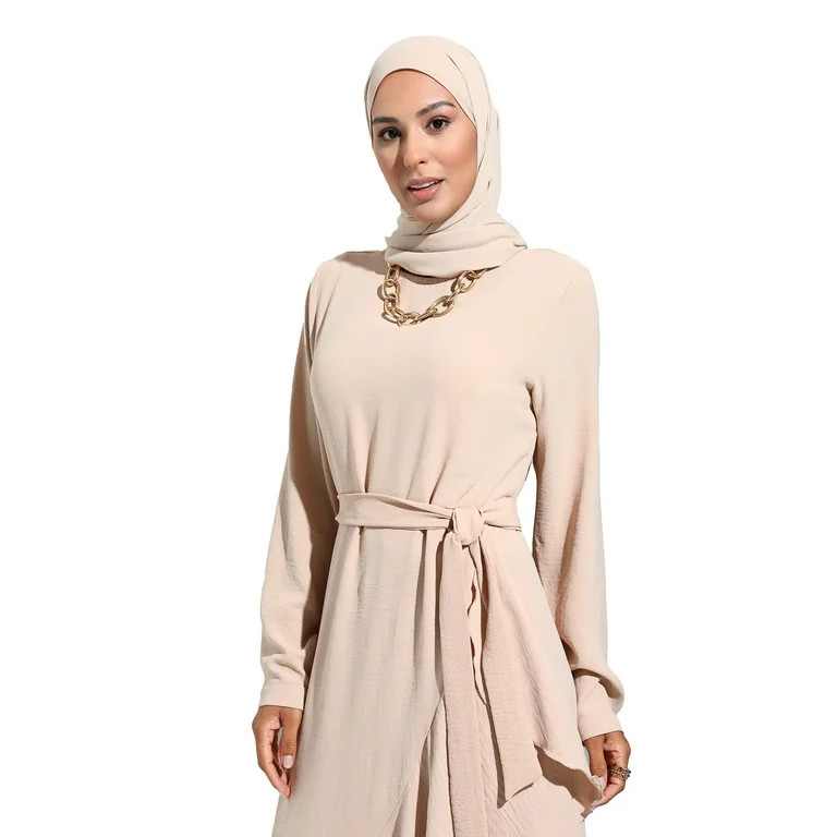 Light Beige - Crew neck - Unlined - Modest Dress - Refka | Walmart (US)