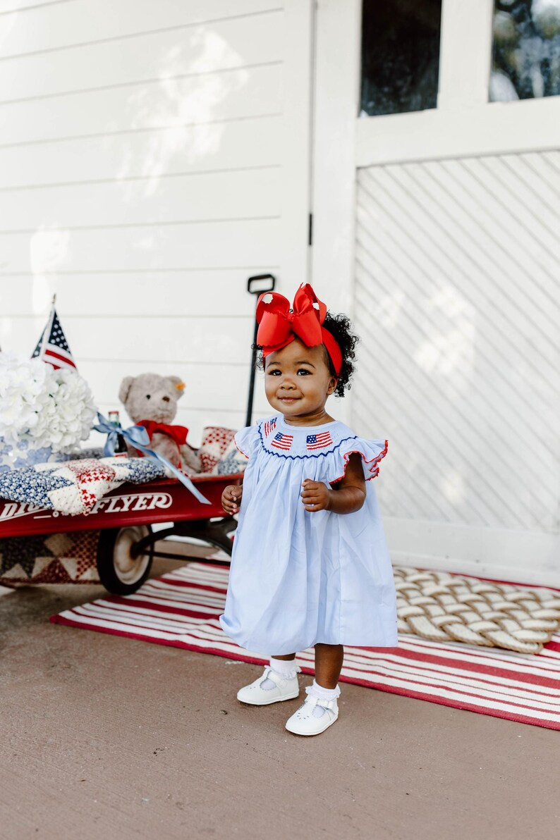 Patriotic Light Blue Smocked Dress - Etsy | Etsy (US)