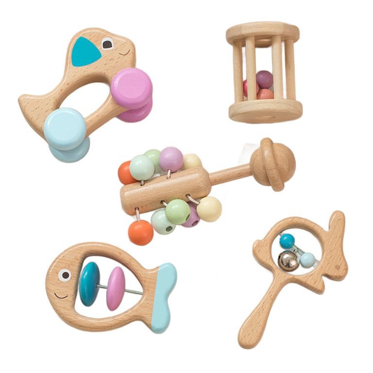 Montessori Wooden Rattle Toy Set for Infant Baby Boys Girls 0-6 Months, Montessori Baby Toys 6-12... | Walmart (US)