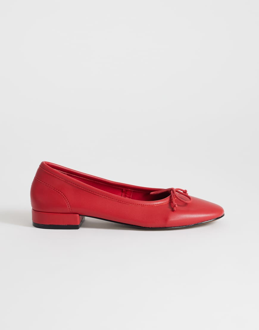 Topshop Dottie block heel ballet shoes in red | ASOS (Global)