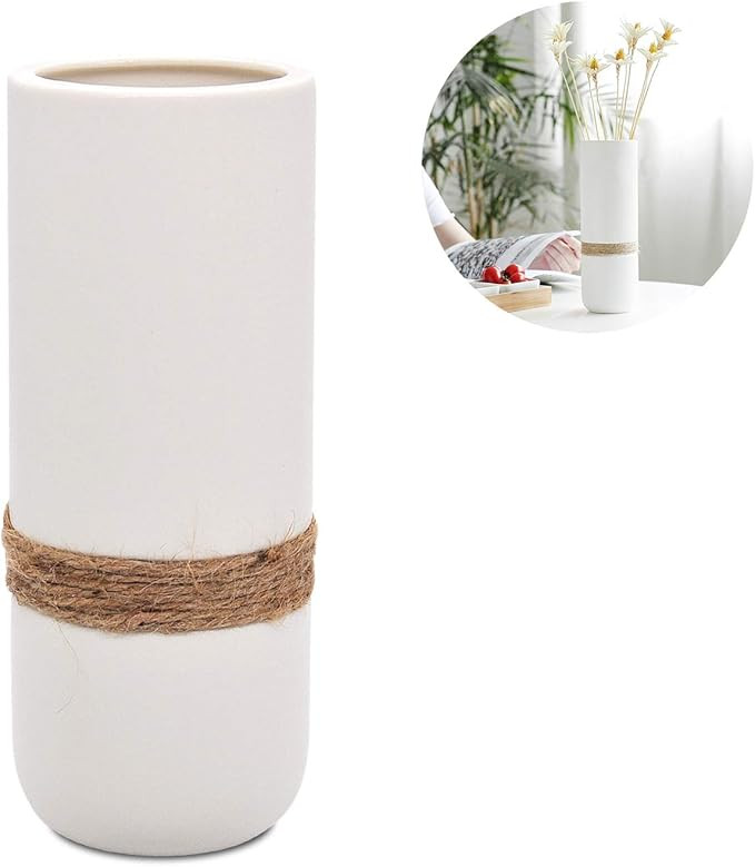 PUDDING CABIN White Ceramic Vases with differing Unique Rope Design for Home Décor | Amazon (US)