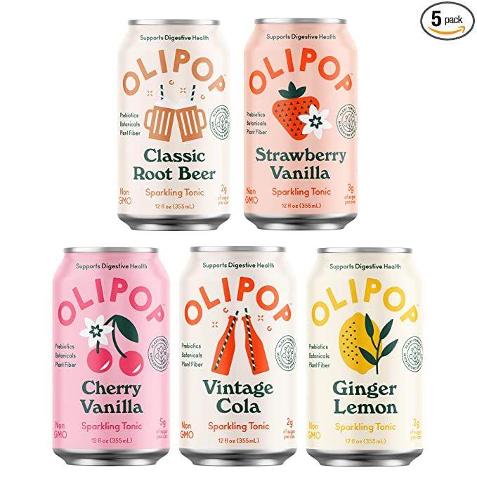 OLIPOP - 5-Flavor Soda Variety Pack, Healthy Soda Sampler, Prebiotic Soft Drinks, Supports Digest... | Amazon (US)