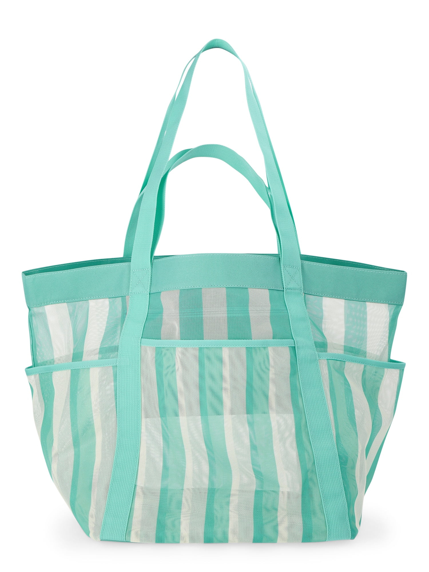 No Boundaries Women's Mesh Tote Bag, Jade Stripe | Walmart (US)
