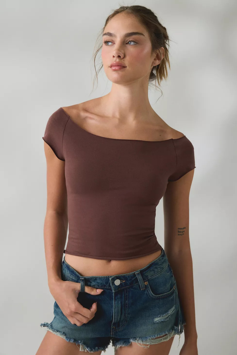 Out From Under Cotton Compression Boatneck Cropped Tee | Urban Outfitters (US and RoW)