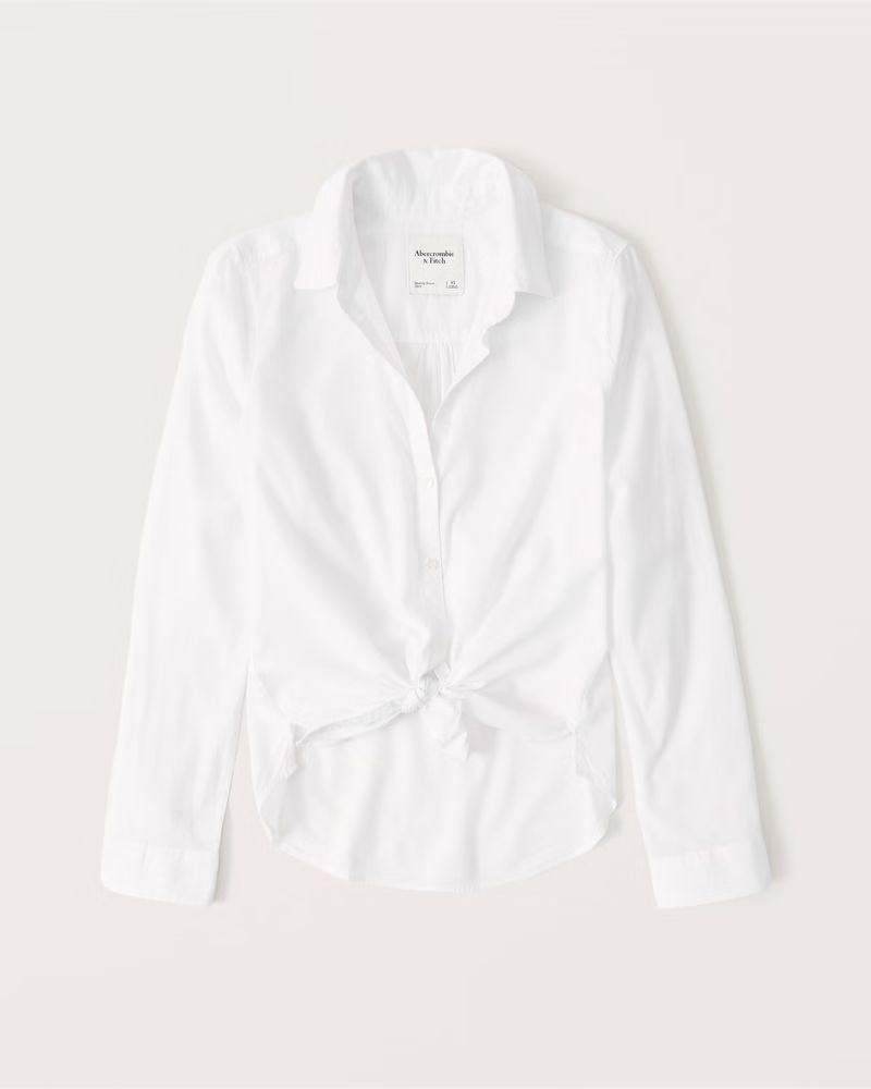 90s Long-Sleeve Tie-Front Shirt | Abercrombie & Fitch (US)