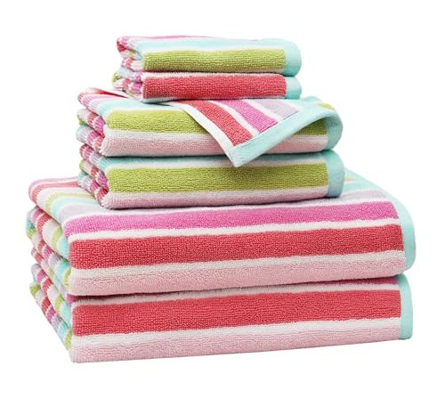 ORIGINAL KIDS 6 Piece Towel Set - 2 Bath Towels, 2 Hand Towels, 2 Washcloths - 100% Cotton - Soft Absorbent Quick Dry - Durable Pool Shower Beach - Gift - Pink Multi | Amazon (US)