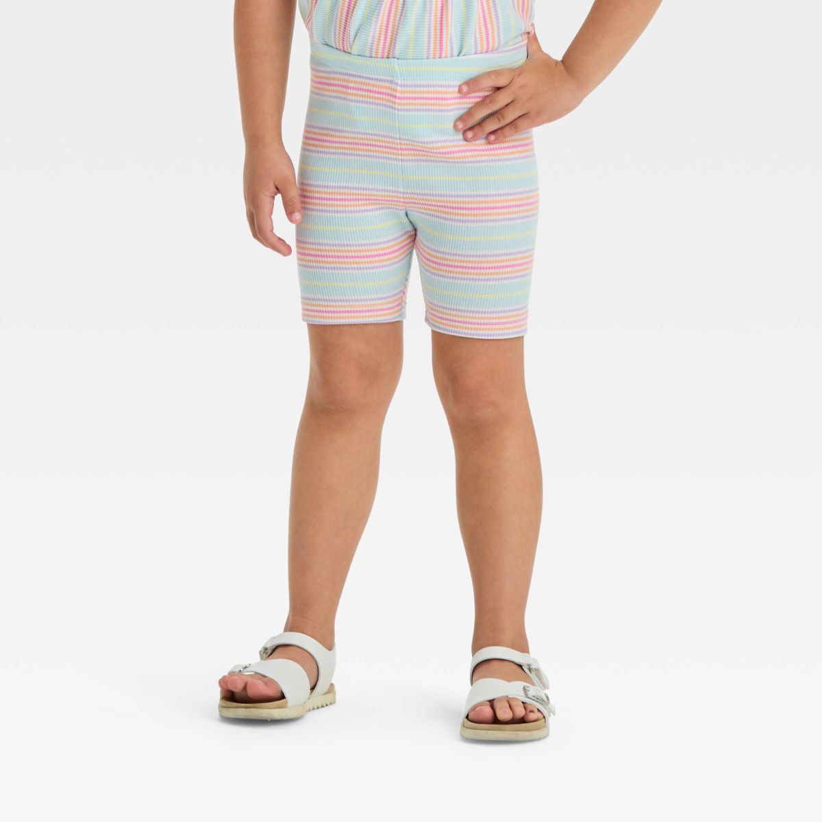 Toddler Girls' Floral Ribbed Bike Shorts - Cat & Jack™ Pink 2T | Target