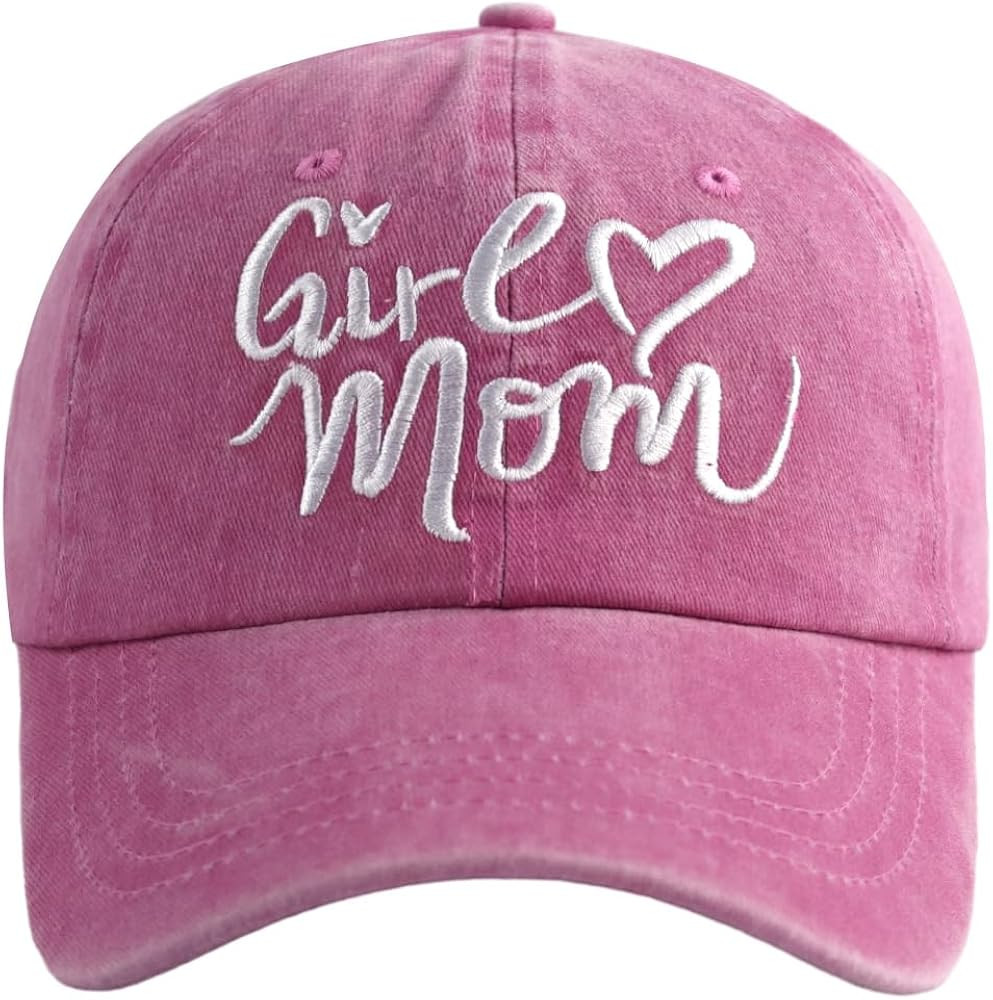 Girl Mom Hat, Distressed Washed Cotton Adjustable Embroidered Cool Mama Baseball Cap Gifts for Mo... | Amazon (US)