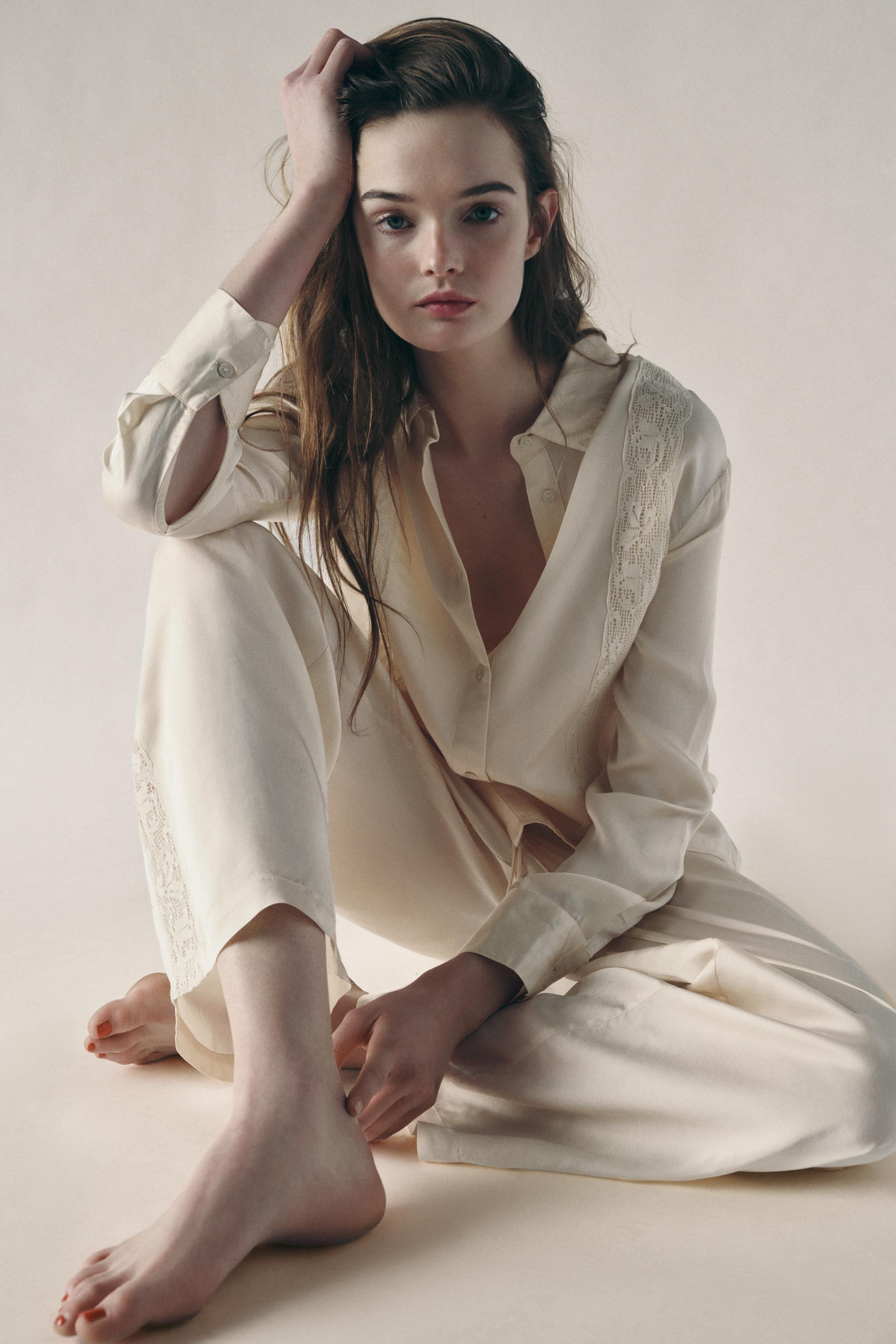 SATIN TROUSERS WITH LACE TRIM | Zara UK