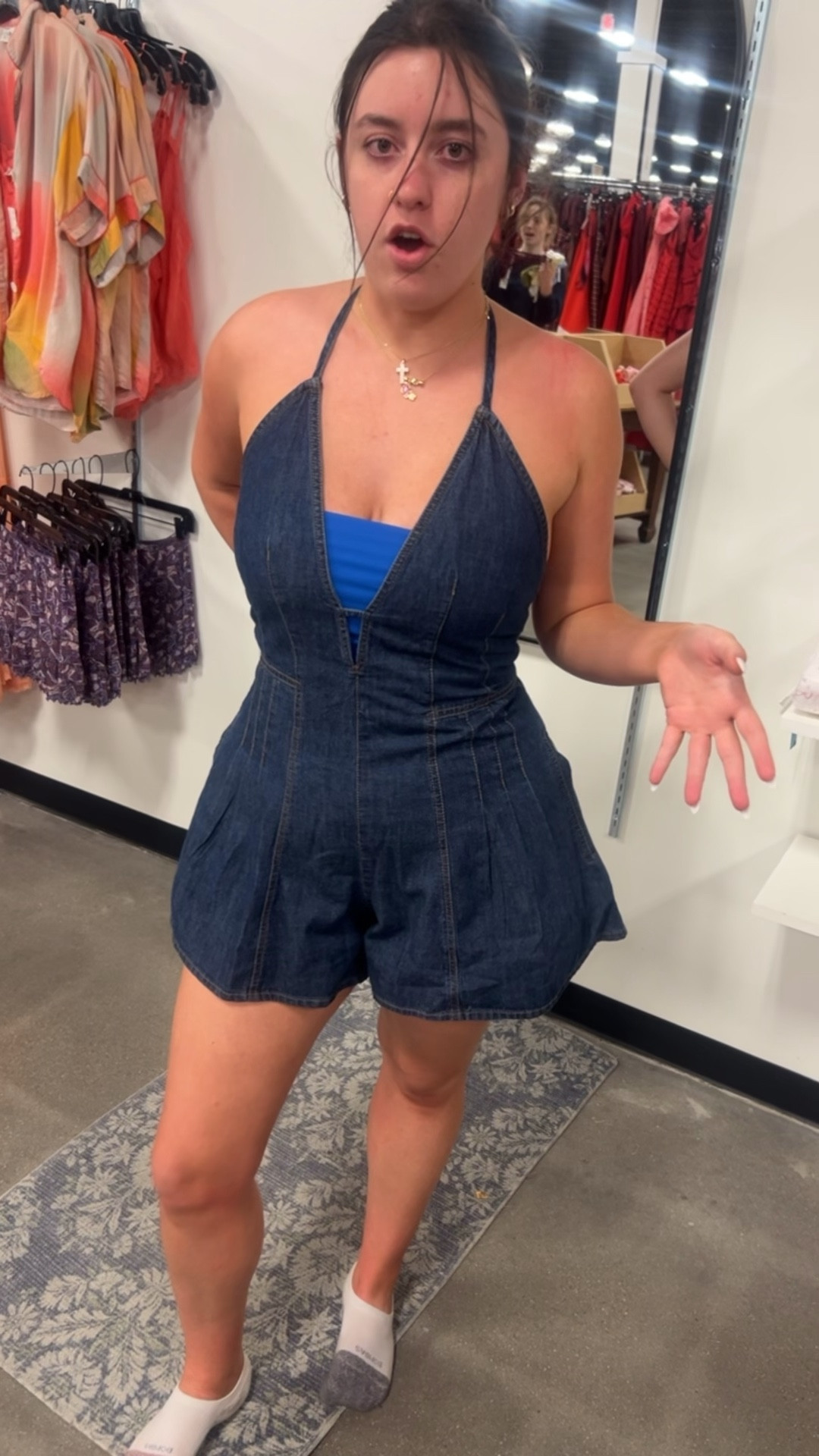 Free People denim romper  