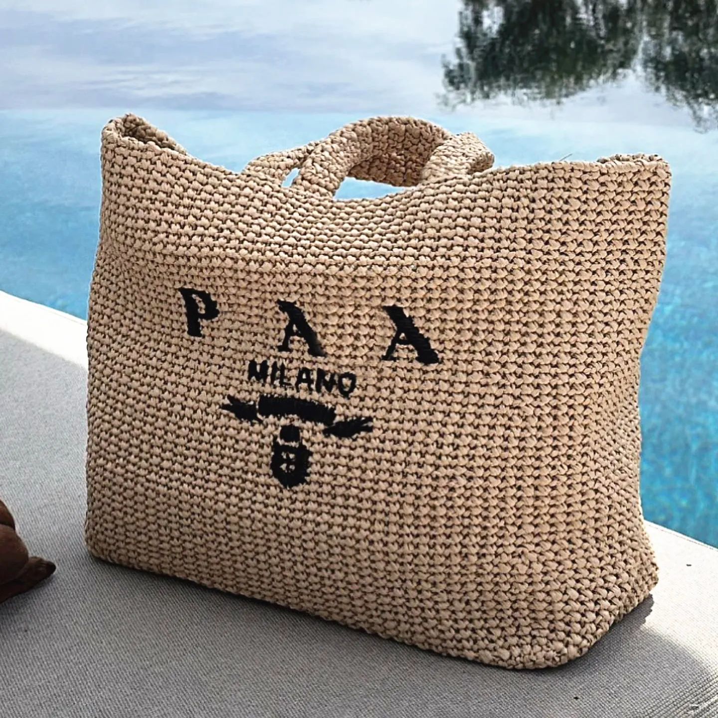 Luxury triangle handbags designer tote bags for women's Straw weave Raffias top handle beach bag ... | DHGate