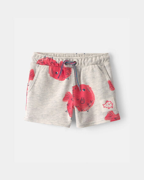Baby Boy Pufferfish French Terry Shorts - Grey/Red | Carter's Inc