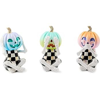 MACKENZIE-CHILDS Set of 3 Resin Pumpkin Skeletons, Halloween and Fall Pumpkin Decor, Trick or Tre... | Amazon (US)
