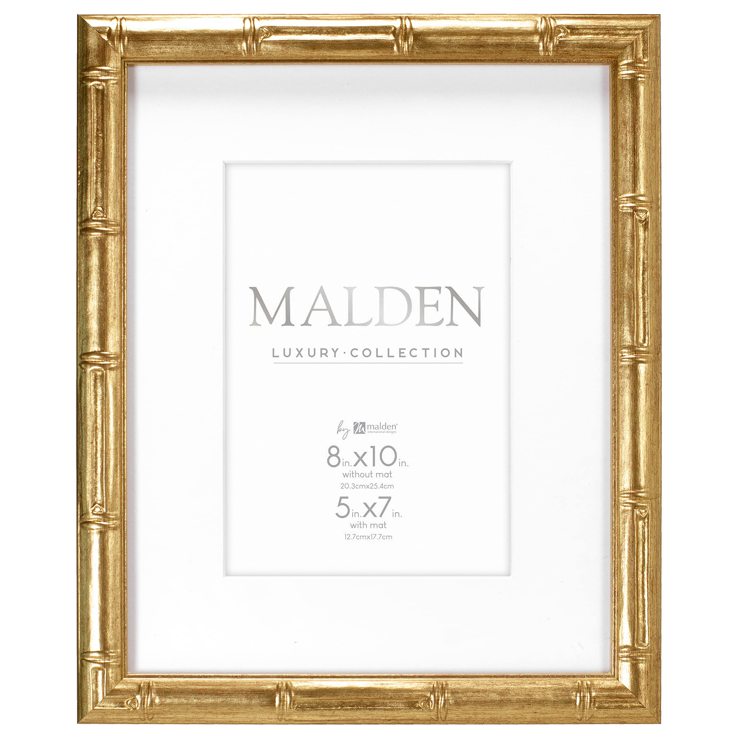 Malden International Designs 5x7 Matted Gold Bamboo PS Moulding Picture Frame Antique Gold Finish... | Amazon (US)