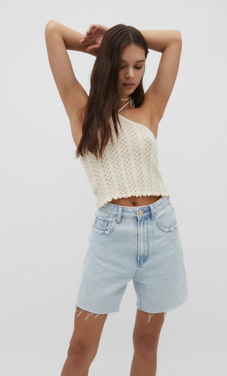 Jeansshorts Longline - Shorts für Damen | Stradivarius Deutschland | Stradivarius DE