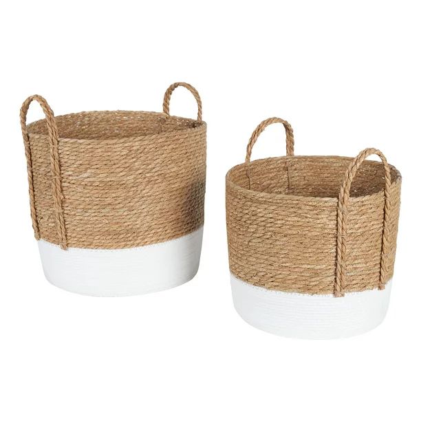 Mainstays Natural Seagrass & Paper Rope Baskets, Set of 2, Large and Extra Large | Walmart (US)