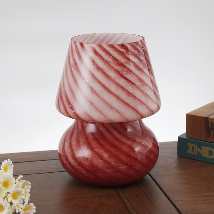 Mushroom Bedside Table Lamps - Glass LED Bedside Night Lamps, Vintage Small Table Lamps for Bedro... | Amazon (US)