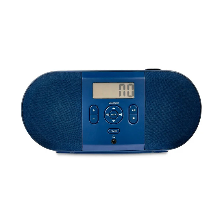 onn. Portable CD Boombox with Digital FM Radio, Navy | Walmart (US)
