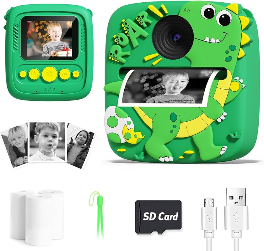 Instant Print Camera for Kids, 1080P Kids Digital Camera Toys with Dinosaur Cover, 48MP Toddler C... | Amazon (US)