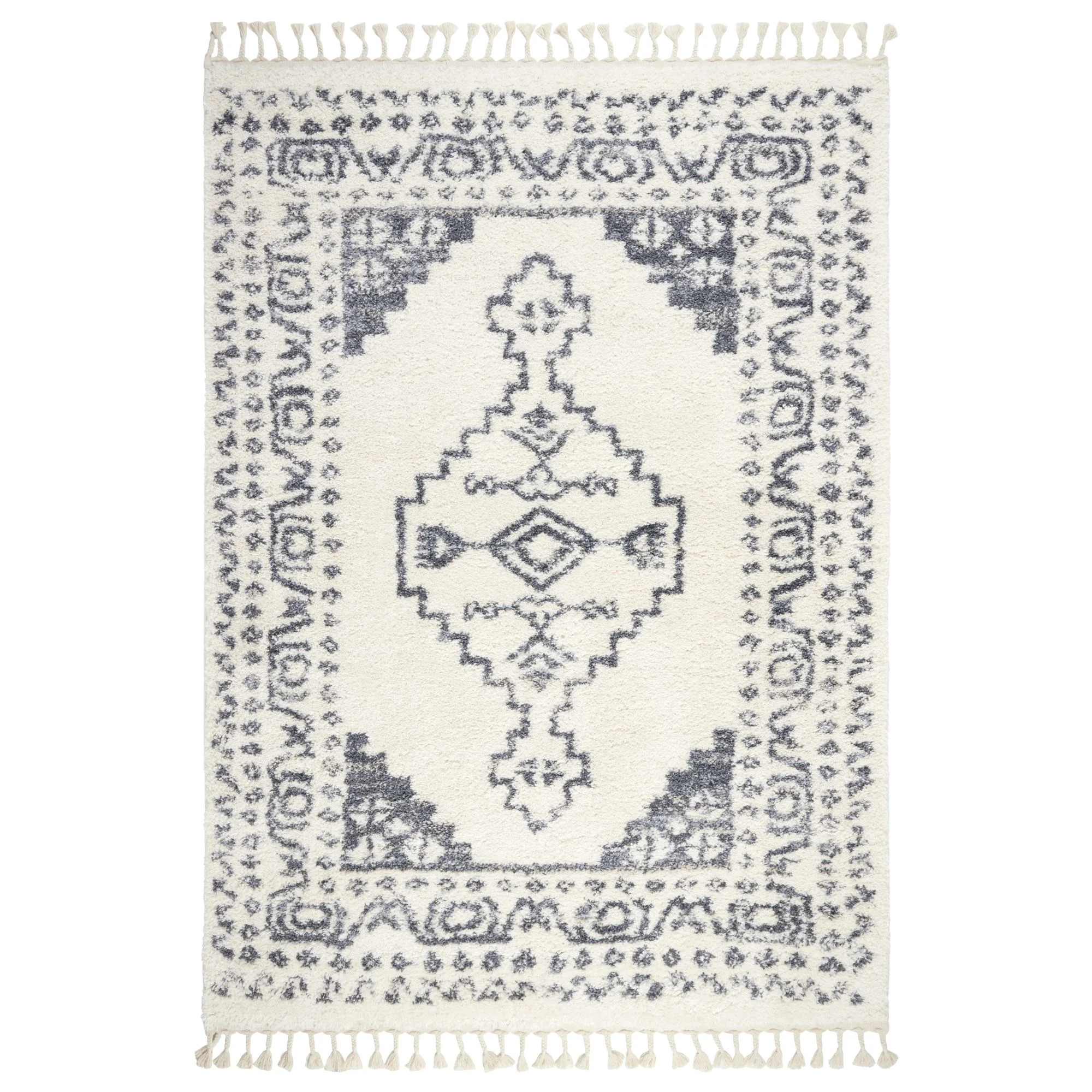 Wanda June Home Persian Shag with Fringe Area Rug, Blue/Ivory, 7'8"x10'2" by Miranda Lambert | Walmart (US)