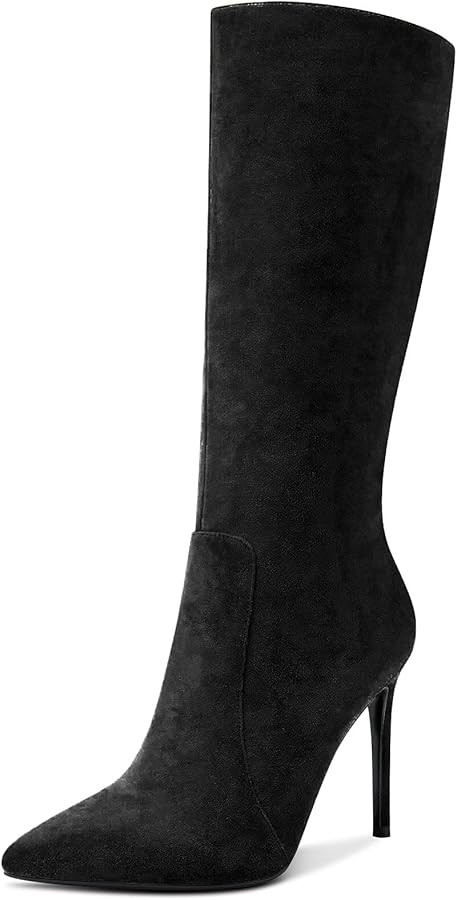 Aachcol Women Mid Calf Boots Stiletto High Heel Pointed Toe Zipper Classic 4 Inch | Amazon (CA)