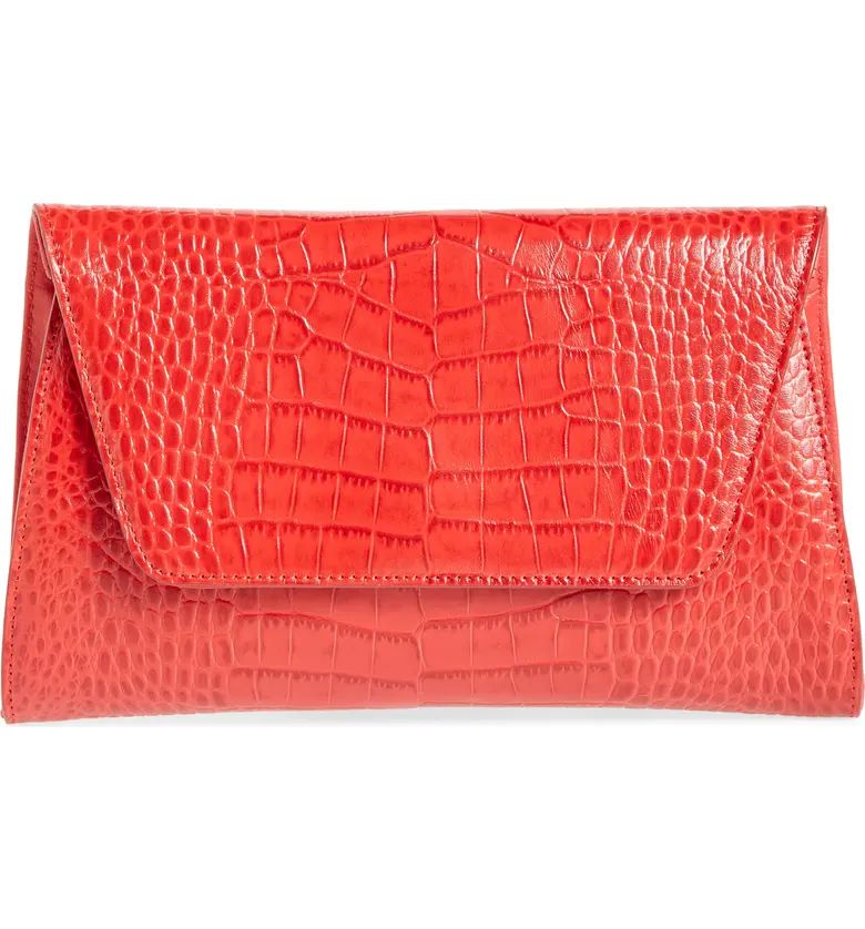 Ryder Croc Embossed Leather Clutch | Nordstrom