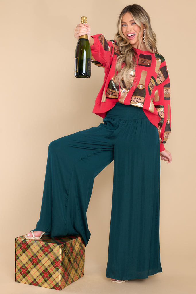 Red Champagne Bottle Sweatshirt | Red Dress 