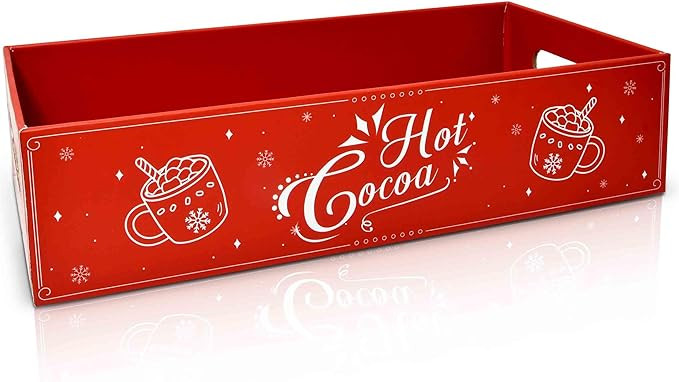 Hot Cocoa Storage Box Chocolate Bar Christmas Decor Xmas Red Rustic Farmhouse Storage Caddy for H... | Amazon (US)