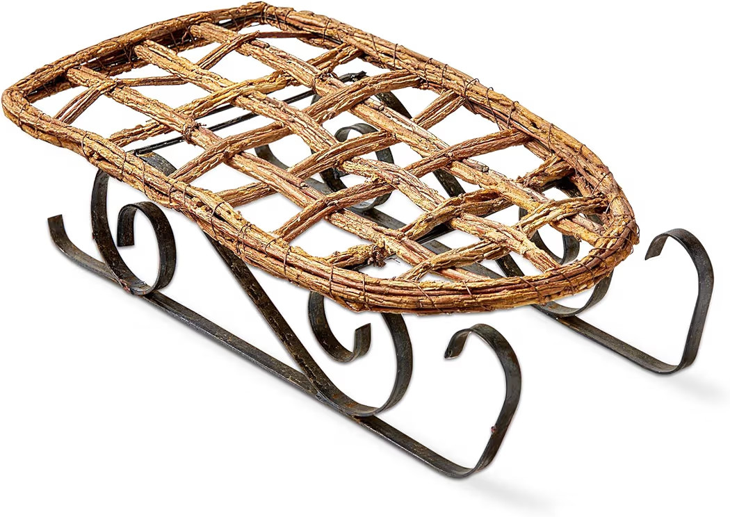 tag Vine Sleigh Holiday Decor - Natural Wood Decorative Sculpture for Christmas - 16" L x 7.5" W ... | Amazon (US)