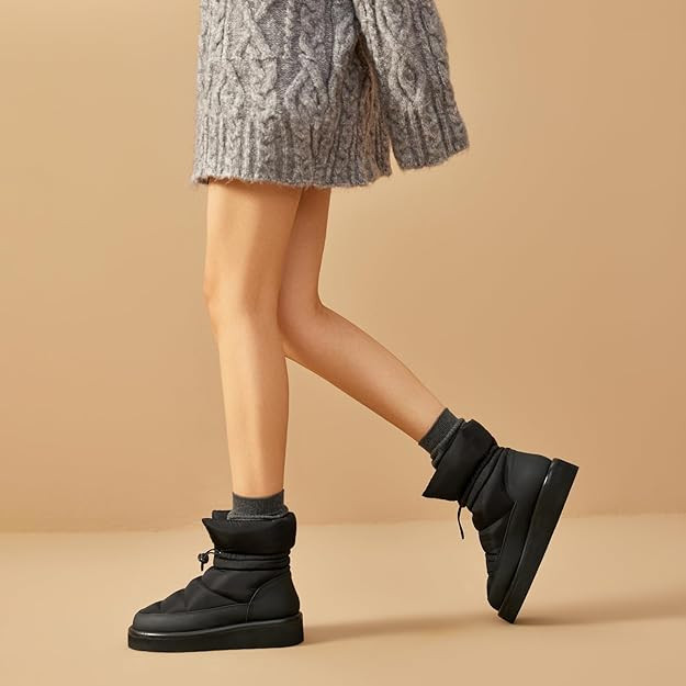 BEAU TODAY Snow Boots for Women, Platform Anti-Slip Winter Ankle Booties,Comfort Wool Round Toe W... | Amazon (US)