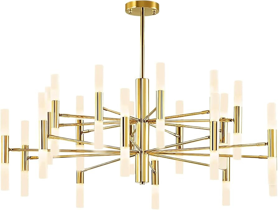 BOKT Mid Century Modern 40-Lights LED Chandelier Brass Gold Office Chandelier Large Vintage Semi ... | Amazon (US)