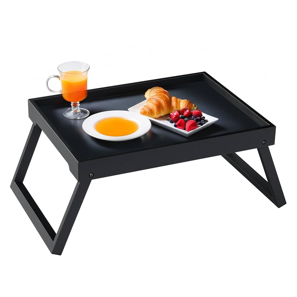 Bamboo Bed Tray Table with Folding Leg, Breakfast in Bed Tray for Eating,Kitchen Serving,Food, So... | Amazon (US)