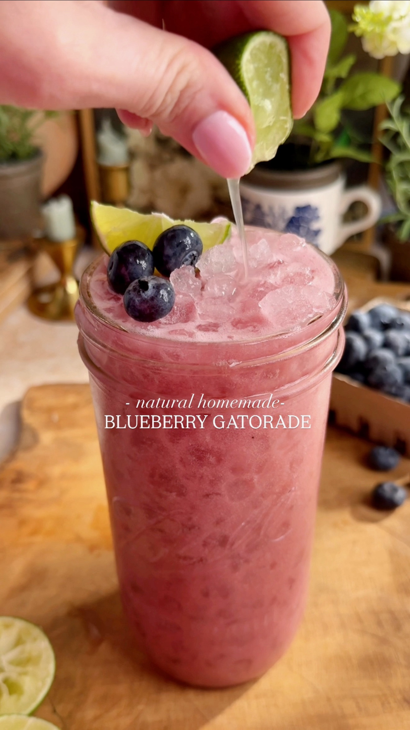 Skip the store-bought versions and whip up my all-natural blueberry Gatorade! It’s fresh, naturally packed with electrolytes, and comes together in just minutes. My strawberry, kiwi, and orange versions have all gone viral, so I’ll be sharing a new flavor each week. This one is my favorite yet

➡️All you need are six simple ingredients: coconut water, aloe Vera juice, blueberries, lime juice, salt, and a touch of honey or maple syrup.

✨ Nature’s Homemade Blueberry Gatorade ✨
Two Ways: Slushy or Regular
Serves 2

Ingredients:
	•1½ cups coconut water – natural electrolytes + potassium
	•1 cup aloe vera juice – antioxidants + digestive support
(Substitute with regular or decaf green tea, or use additional coconut water)
	•1⅓ cups blueberries – vitamins + antioxidants
	•1 tbsp lime juice – electrolytes + refreshing citrus flavor 
	•¼–½ tsp salt – replenishes sodium lost through sweat
	•1 tbsp honey or maple syrup – natural sweetener
	•1–2 cups ice – for slushy version
	•Lime slices and blueberries – for garnish

Instructions:
1.In a blender, combine coconut water, aloe vera juice, blueberries, lime juice, salt, and honey or maple syrup.
2.Blend until smooth.
3.For a regular drink, strain the mixture through a fine mesh sieve to remove pulp.
4.Pour over a glass of ice and garnish with lime slices and blueberries. 
5.For a slushy version: Add 1–2 cups of ice to the blender with the other ingredients. Blend until smooth. No need to strain, pour directly into a glass and garnish as desired.

Tag a friend who needs this refreshing boost and check back next week for a new flavor!

#naturesgatorade #homemade #allnatural #electrolytes #mocktails #hydratation #blueberries #easyrecipes #homemaderecipes #allnatural

#LTKHome #LTKSeasonal #LTKFestival